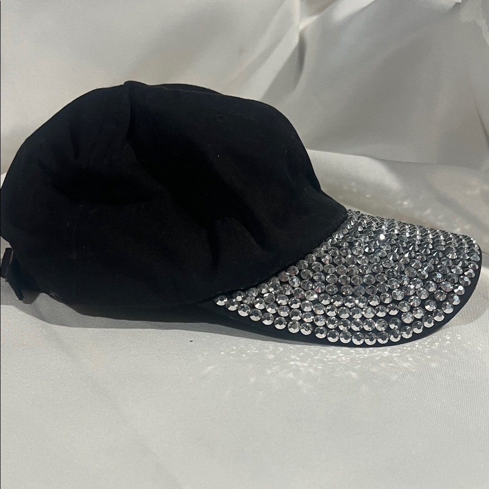 Black and Silver Rhinestone Cap - Picture 2 of 6